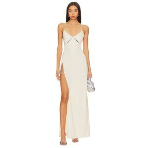NBD Valeria Gown in Ivory Small New Womens Crystals Long Maxi Dress
